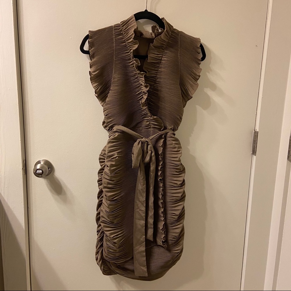 Modcloth Ruched Ruffle Midi Dress